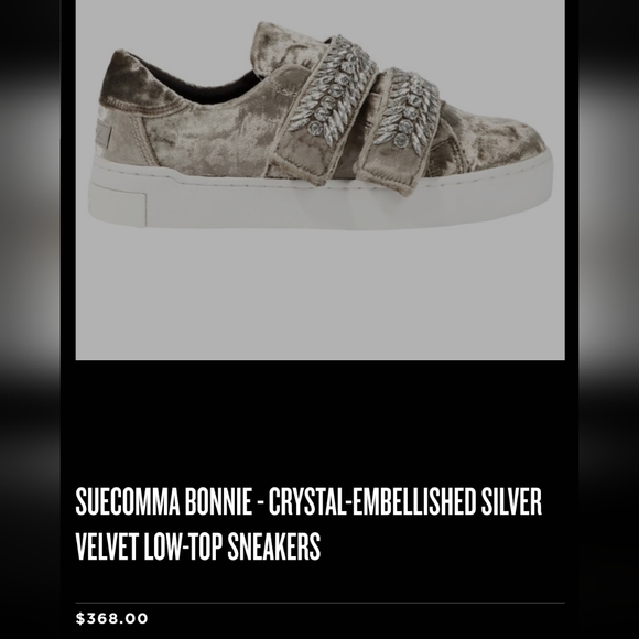 Suecomma Bonnie Crystal Embellished Royal Blue Velvet Low Top Sneakers Size 8 - Picture 11 of 11